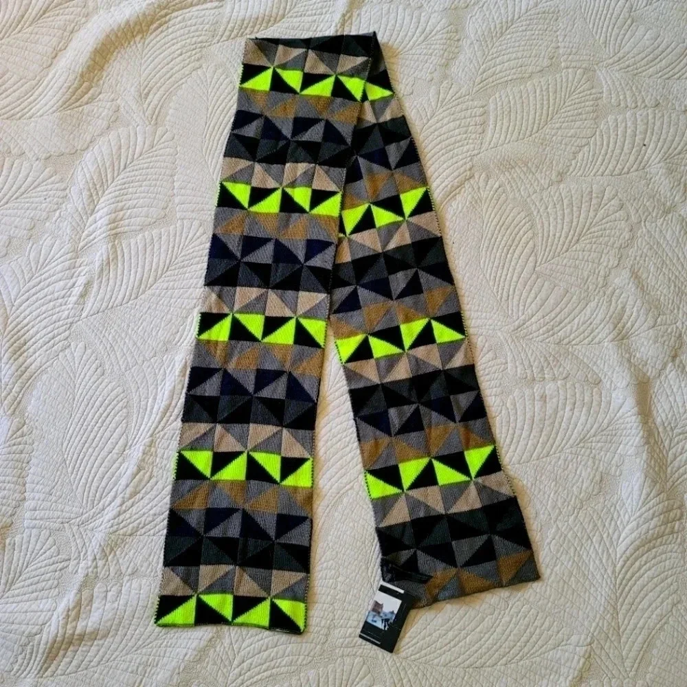 Men's Black Beige Yellow Diamond Winter Fall Scarf